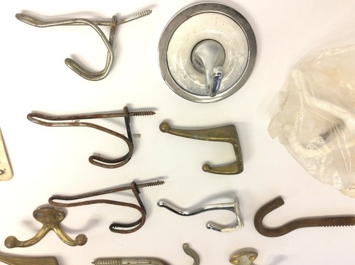 Mixed Lot Coat Hat Hooks Hangers Parts Hardware Collection Used Old - Picture 8 of 8