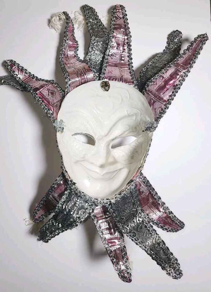 Stunning Venetian Commedia dell Arte Mask Venice Some Missing Tassels Vintage EX - Image 4 of 4