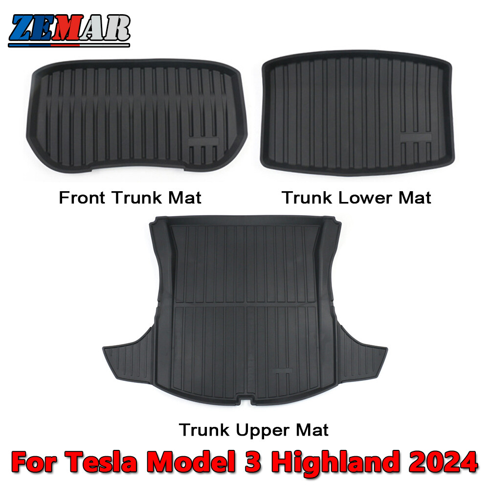 Model 3 Highland 2024 : TPE Full All-weather Floor/Frunk/Trunk Liners Bundle Set (6 PCs