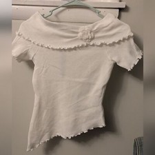 White Fitted Ruffled Short Sleeve Blouse