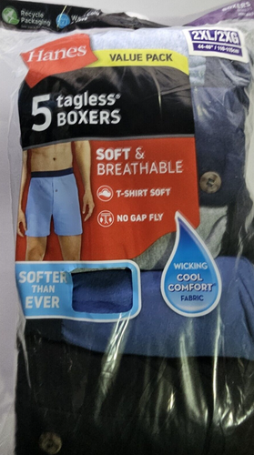 Haynes value pack 5 tag less boxer size 2XL soft and breathable