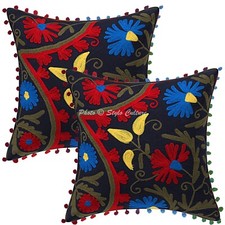 Suzani Cushion Cover Ethnic Sofa Cover Indian Decorative Bohemian Home Decor