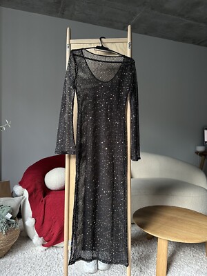 Sheer Sparkle Elegant Black Dress Fashionnova Long Sleeve Size S