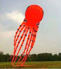 3D eyes15m orange 1 Line Stunt Parafoil Octopus POWER Sport Kite outdoor toyaa