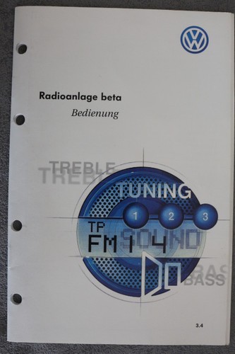 VW Radio "beta"   -  Bedienungsanleitung "1998" Betriebsanleitung Radioanlage