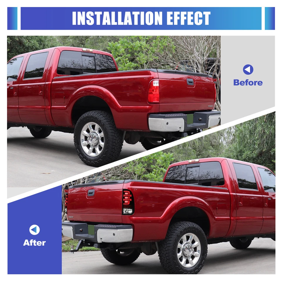Par de luces traseras LED de cola de secuencia para Ford F-250 F-350 F-450 Super Duty 2008-2016 Foto 3 de 4