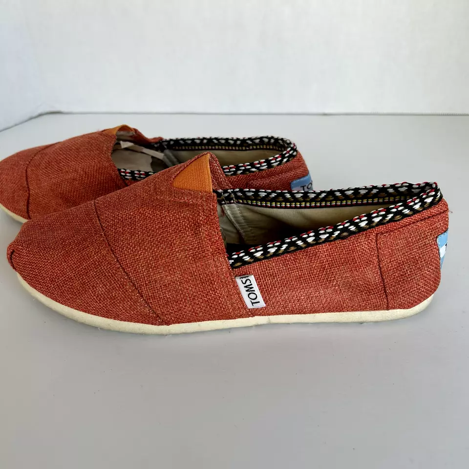 TOMS Mujer Alpargata Zapatos Naranja Lino Sin Cordones Alpargata Talla 9 Foto 4 de 4
