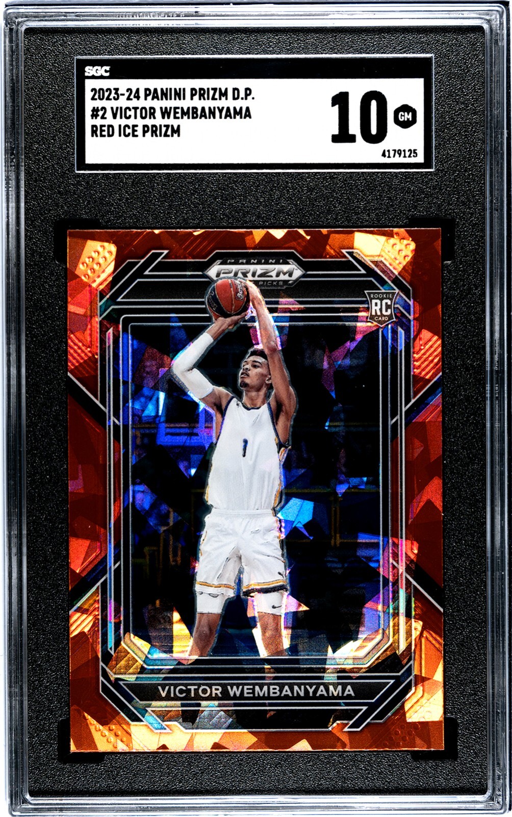 2023-24 Panini Prizm D.P #2 Victor Wembanyama Red Ice Prizm RC SGC 10