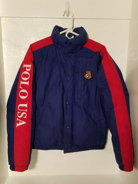 Vintage Polo Ralph Lauren USA Circle Ski Goose Jacket Size L Stadium Pwing | eBay