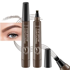 Evpct 2Pcs Dark Brown Magic Microblading Eyebrow Contouring Pen Pencil, 4 Tipped