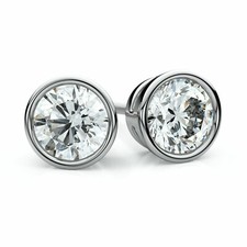 2.60 Ct Certified Treated White Diamond Solitaire Studs 925 Silver Great Shine