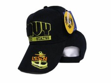 US Navy 3D Letter Black and Gold Anchor Hat OFFICIALLY LICENSED BY THE US NAVY 