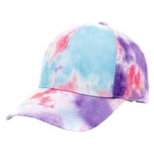 Base Ball Cap Hat Tie Dye Rainbow Multicolor Hippy Groovy 70s Pastel Adjustable