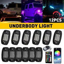 12 Pods RGB LED Neon Rock Light Underbody Bluetooth APP for Jeep Wrangler JKU JK