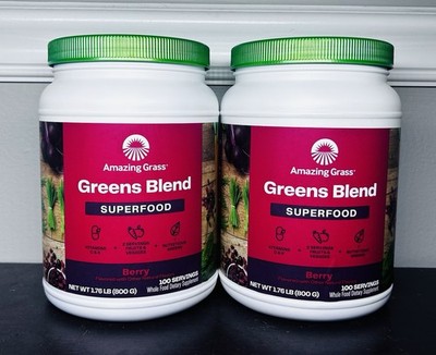 2 X Amazing Grass Green SuperFood Berry, 100 Servings, 28.2 Ounce-