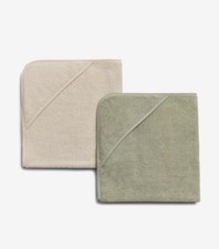 Tiny Kid Hooded Towel Organic 0-24M Sage / Antique White