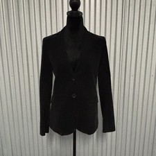 Theory Blazer Womens 0 Black Fitted Angora Cotton Velvet Corduroy Jacket USA