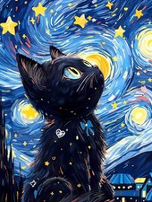 DIY 5D Diamond Painting Kits, Black Cat Diamond Art Kits for Adults, Full Dri...