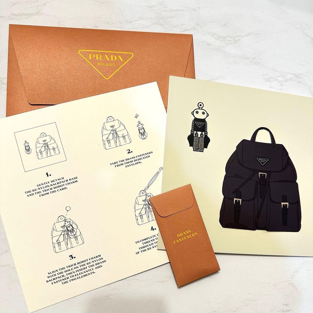 PRADA Unused Robot Charm Set with Postcard & Cardholder Bag Style Accessories