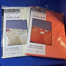 Lot 2 NEW Sealed 54"x72" Rectangle Basket Weave Polyester Fabric Tablecloth G9