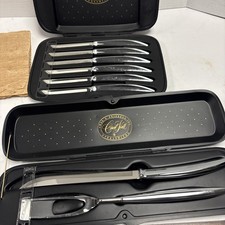 Carvel Hall Carving Knife, Fork Set Stainless Steel Made in USA & Steak Knives