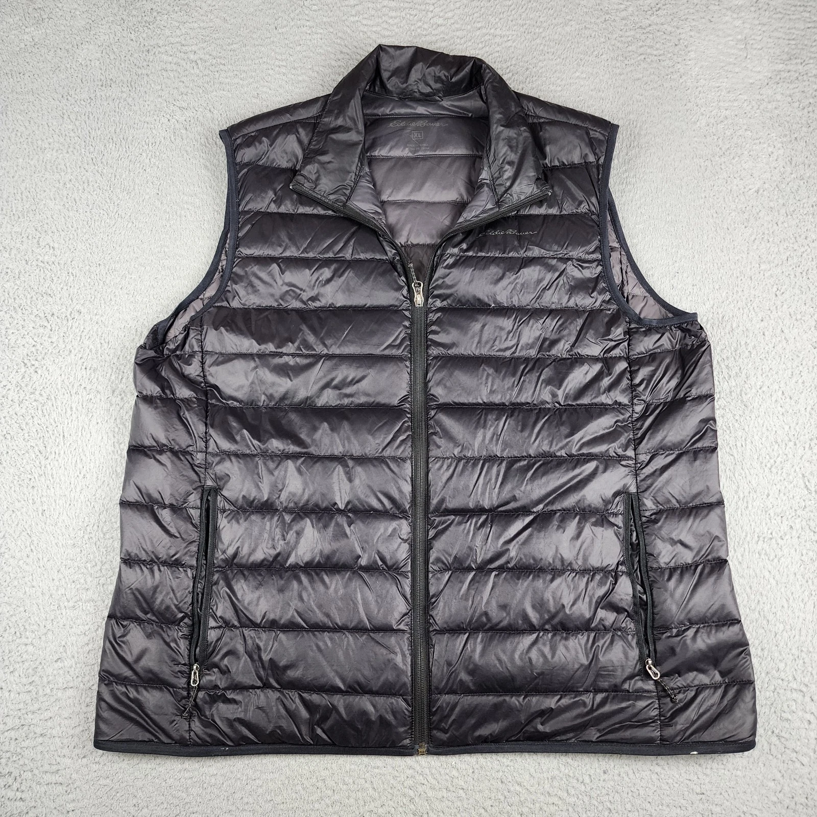 Eddie Bauer Vest Mens Extra Large Black Full Zip Down Puffer Outdoors
