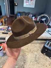 Vintage Stratton Self Forming Drill Sergeant Instructor Wool Felt Hat 7 1/8 USA