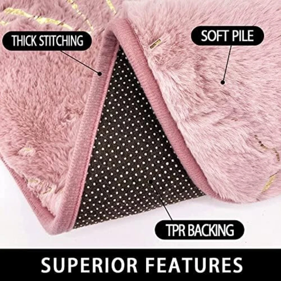 Saugfähige Badteppiche Badmatten Set Kunst Kaninchenfell rutschfeste Rückseite - Bild 2 von 4