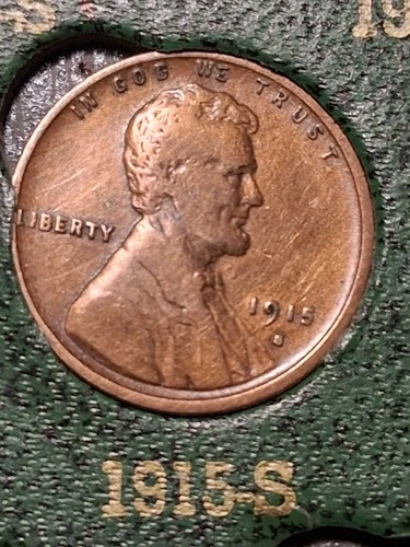 1915-S LINCOLN CENT. KEY DATE. FINE. CIRCULATED. SCARCE.