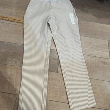 A NEW DAY WOMENS TAN WHITE STRIPE PANTS NEW SIZE 6 SIDE ZIP CLOSURE SKINNY ANKLE