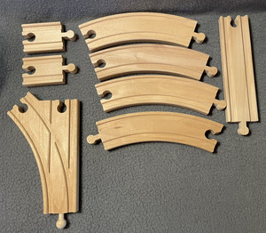 Lot 8 Wood Wooden Railroad Track Brio Compatible with Thomas The Tank IKEA? EUC