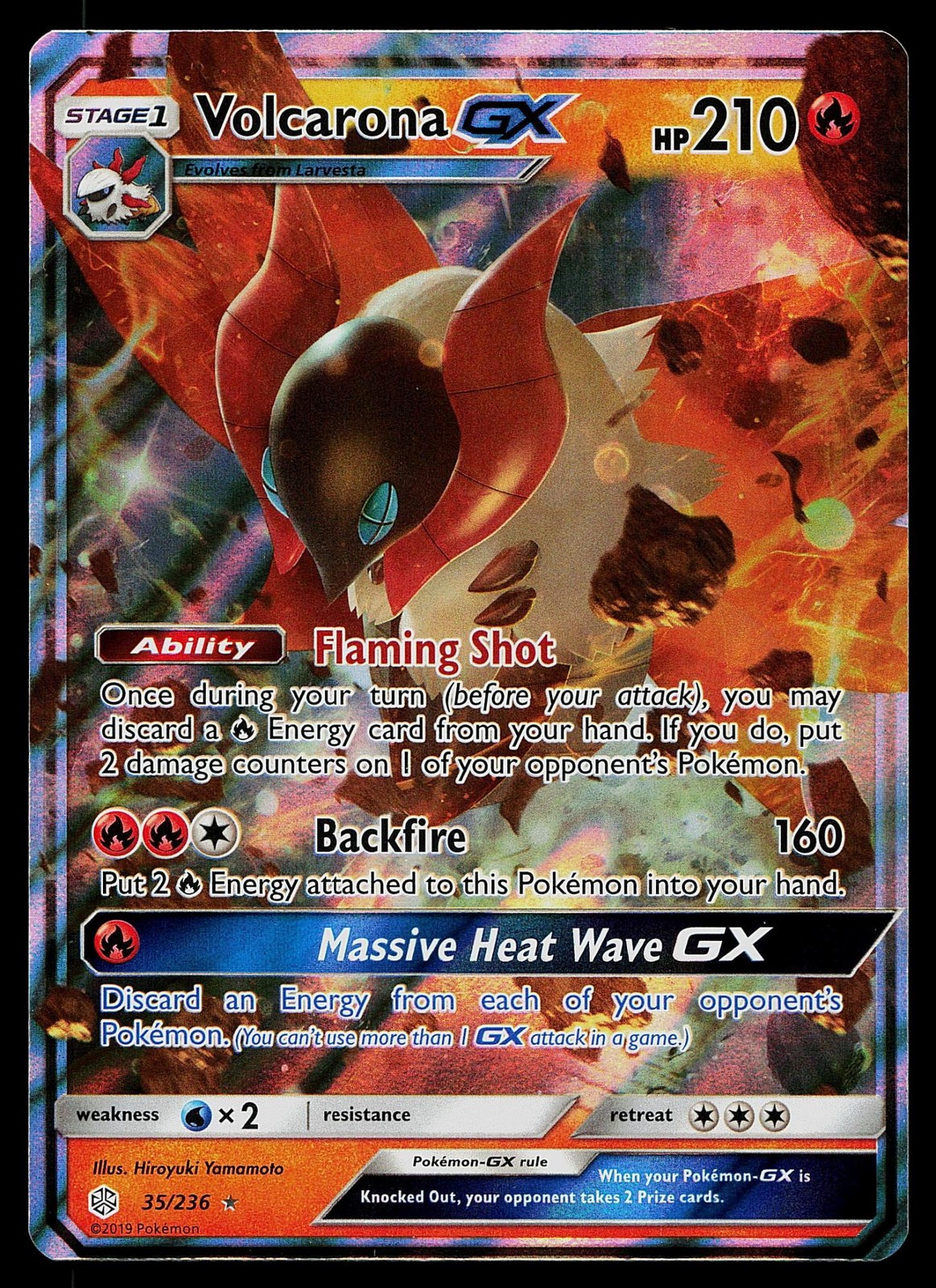 Pokemon Card - Volcarona GX Cosmic Eclipse 35/236 Holo Rare GX 2019