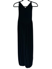 Norma Kamali Kenny Pleated Jumpsuit In Black V Neck Size Small Pre-owned Sz 36