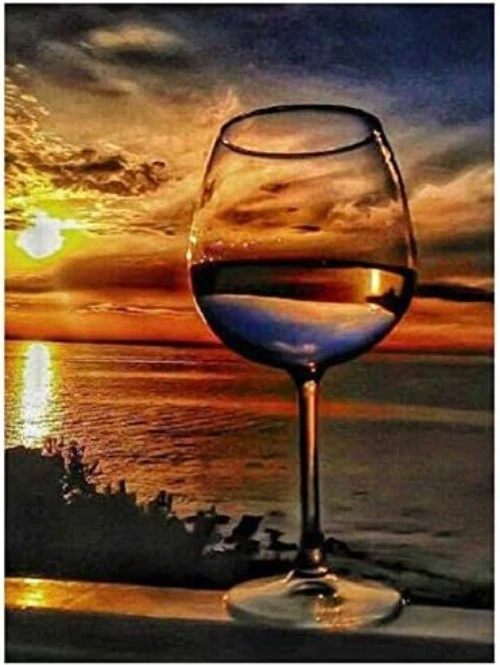 Adult Wooden Puzzle 500 Pieces Sunset Sea Wine Glass Wall Art Home Decor - Image 3 of 4
