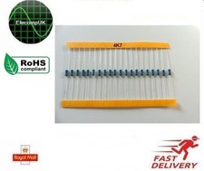 4K7 ohm. 1/4 Watt Metal Film Resistors. 0.25w resistors. +/- 1% 20 Pcs. ROHS
