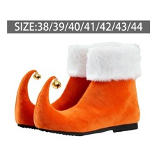 Christmas Elf Jingle Bell Cosplay Shoes for Holiday Celebrations Orange