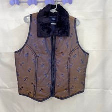 Vintage Blue Plate girl's purple metallic iridescent zip faux fur lined vest S