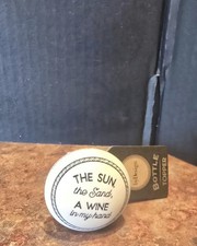 Demdaco Wine/Bottle Stopper "The Sun the Sand, a Wine in my Hand" Ceramic Bone