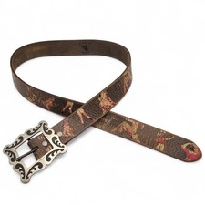 Western Leather Belt Distressed Pin-up Cowgirl Graphics by Cowboy Decor sz 32