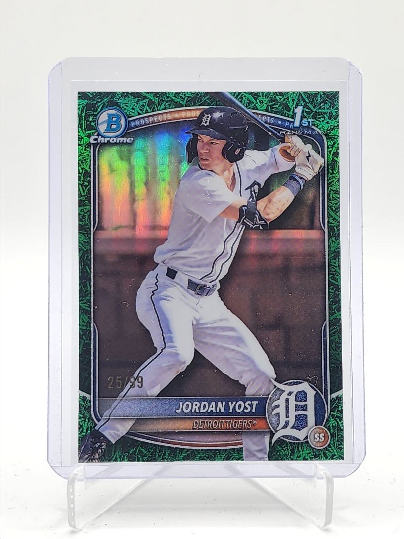 JORDAN YOST 2025 BOWMAN CHROME DRAFT 1ST GREEN GRASS REFRACTOR /99 Q0181