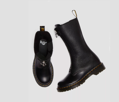 DR. MARTENS 1B99 FRONT ZIP MID CALF LEATHER BOOTS MSRP$270 Comfy