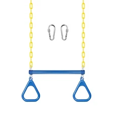 17" Trapeze Bar Swing Set Gym Rings 47" Heavy Duty Chain Swing Set Accessorie...