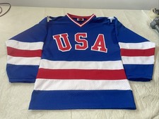 Team USA Olympics Jersey BLUE Clean Mens Small Vintage Sewn Lake Placid 1980 K1
