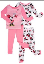 Disney Minnie Mouse 4 Piece Sleepwear Set Size 4T Pink Bows NEW Pajamas