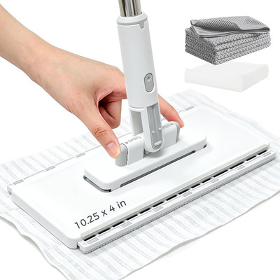 Large Mops for Floor Cleaning, Hands Free Flat Mop Clamp Dust Mop 51 Handle | 36