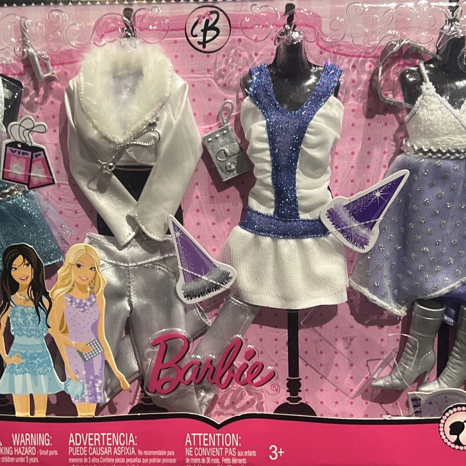 Barbie Fashion Fever N7479 Año Nuevo’s 4 Trajes, Mattel 2009 Barbie Ropa NUEVO Foto 3 de 4