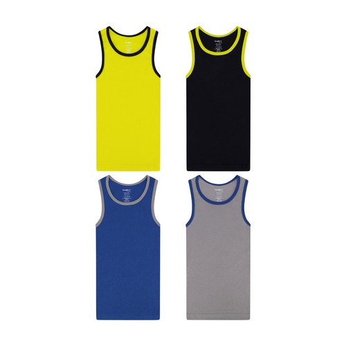 Buyless Fashion Boys Tagless Undershirts Tank Top White Soft Cotton Pack of 4 - Picture 31 of 49