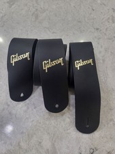 THREE (3) Gibson Black Leather Guitar Straps ...