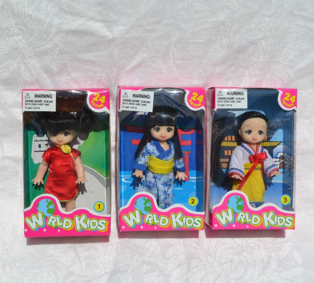 Vintage 90s World Kids Various Nations Mini 4” Fashion Doll KB
