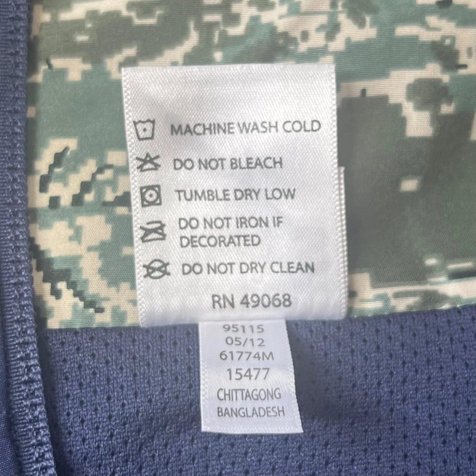 Soffe XT46 Zipper Jacket Mens Medium Blue New Camo Extreme Training - product detail image 10